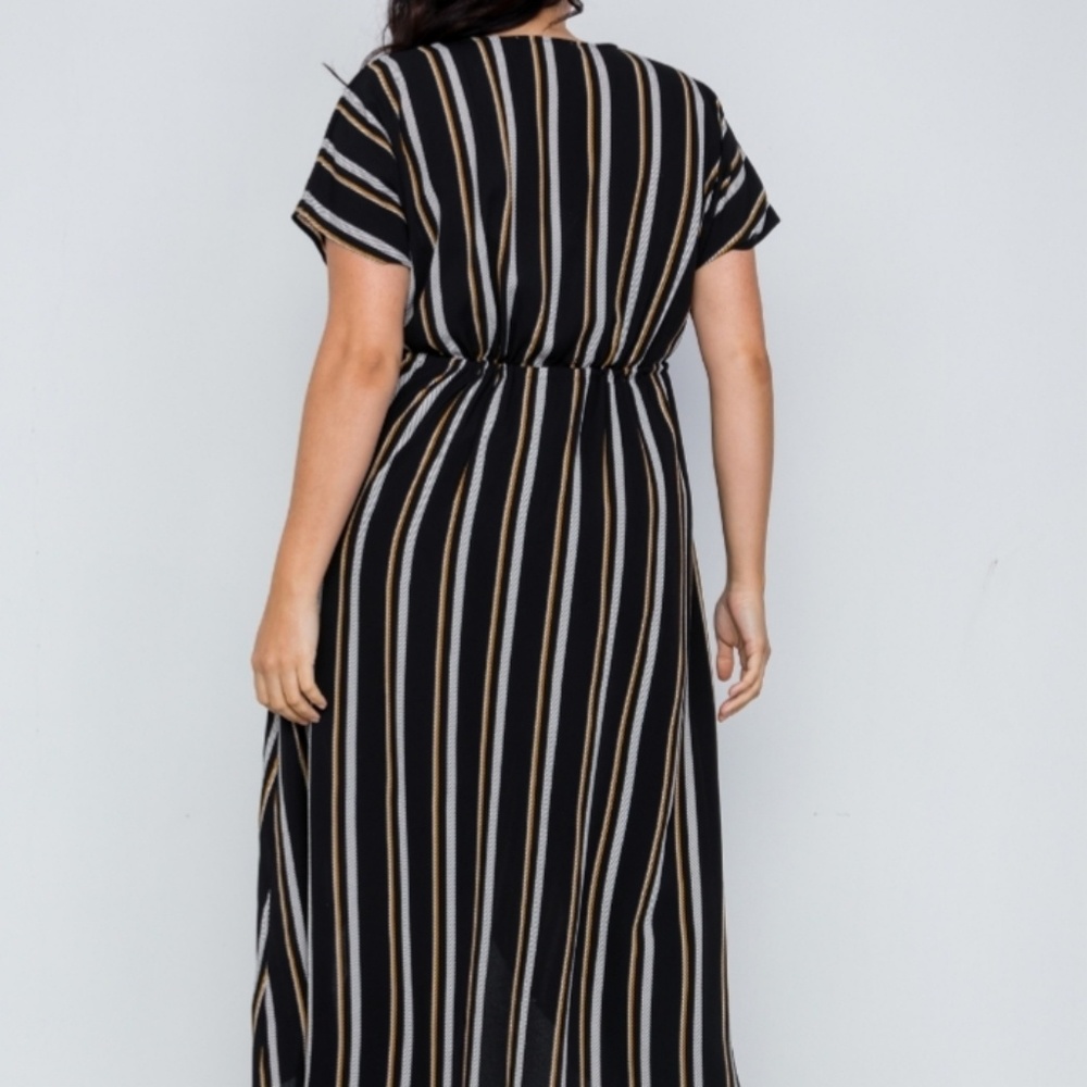 Plus Size Black Multi Stripe Kimono Cover Up Cardi - Picture 5 of 7